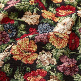Decor Fabric Tapestry Fabric lurex floral bouquet – black/gold, 