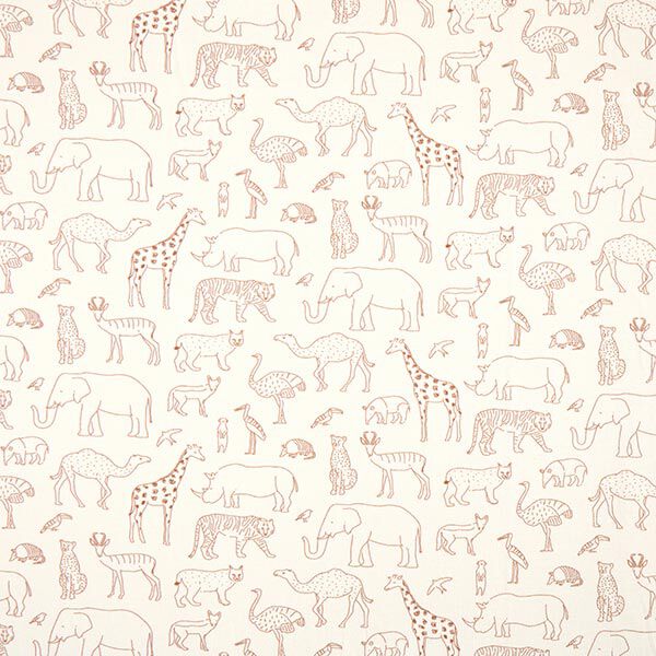 French Terry Sketched Safari Animals – light beige,  image number 1