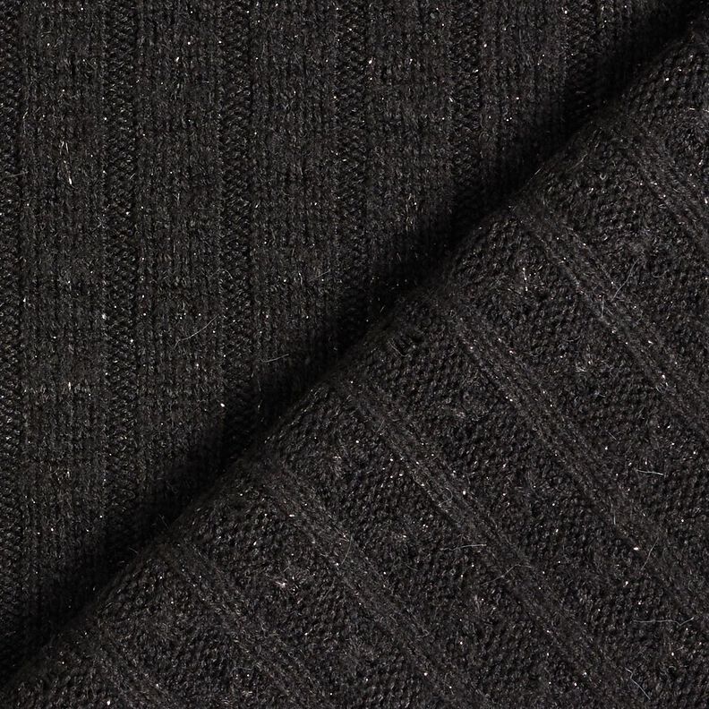 Knit Fabric Ajour elegant glitter stripes – black, image number 4