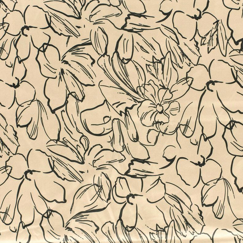 Stretch velour flower sketches – sand/black, image number 1