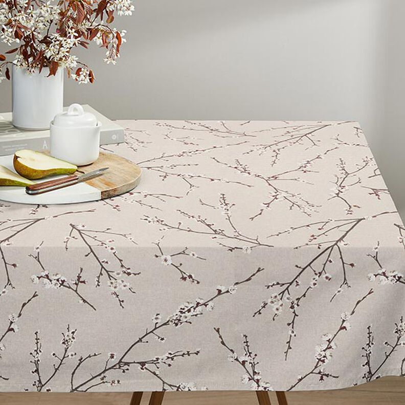 Decor Fabric Half Panama Japanese cherry blossom – natural/burgundy,  image number 9