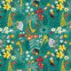 Decor Fabric Canvas Jungle – petrol/yellow,  thumbnail number 1