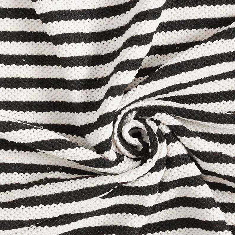 Knit fabric glitter stripes with sequins – offwhite/black,  image number 3