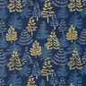 Cotton Poplin delicate fir trees – midnight blue/gold,  thumbnail number 1