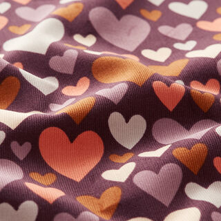 Baby Cord hearts – aubergine, 