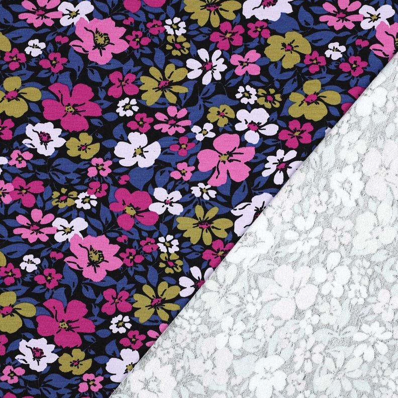 French Terry Flowers – black/indigo, image number 4