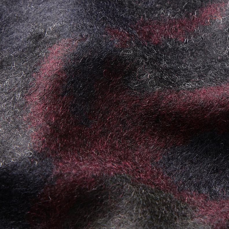 Coat Fabric Wool Blend camouflage – black/merlot,  image number 2