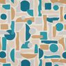 Decor Fabric Half Panama abstract shapes – natural/petrol,  thumbnail number 1