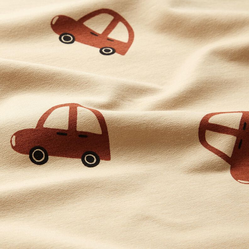 French Terry large retro cars &ndash; cream,  image number 2