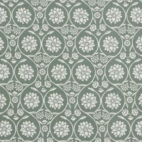 Cotton Cretonne Flowers and tendrils – reed/white, 
