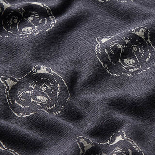 Brushed Sweatshirt Fabric Bear – midnight blue/light grey, 