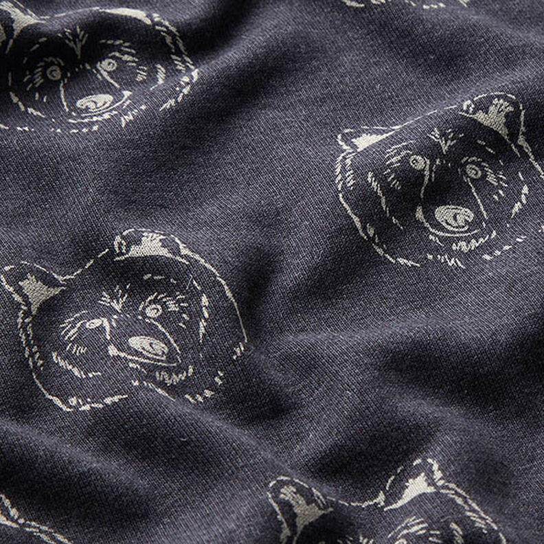 Brushed Sweatshirt Fabric Bear – midnight blue/light grey,  image number 2