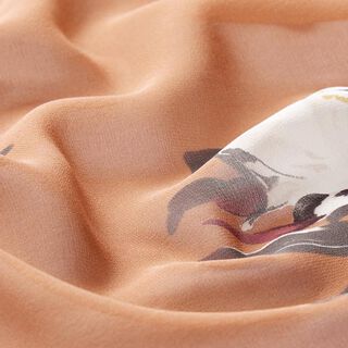 Painted Flowers Silk Chiffon – brown, 