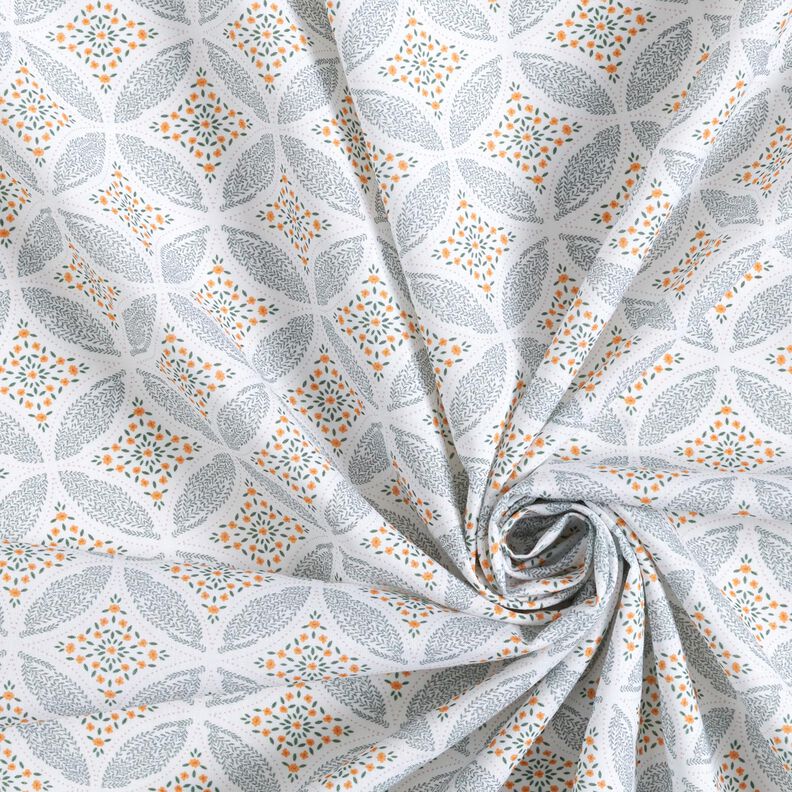 Cotton Poplin floral circles – white/green, image number 3