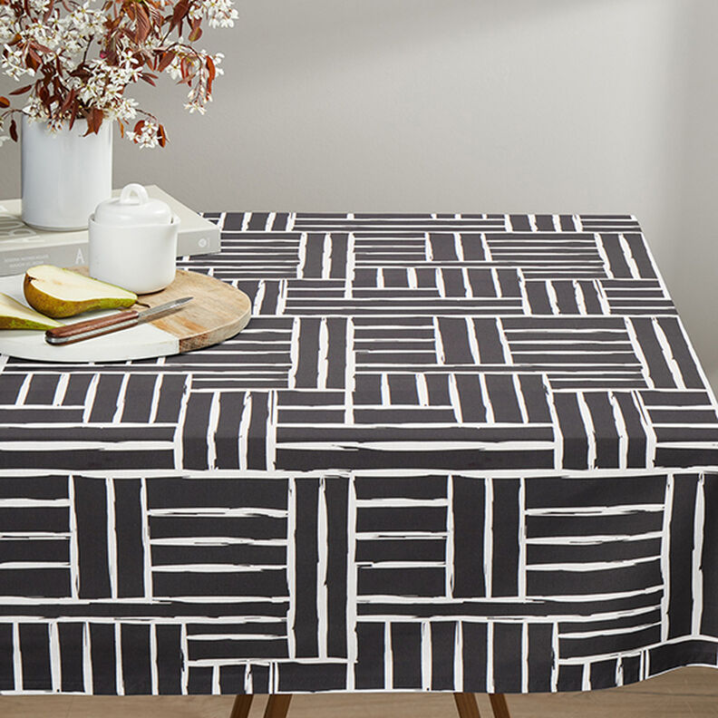 Decor Fabric Half Panama Abstract Grid – ivory/black,  image number 6