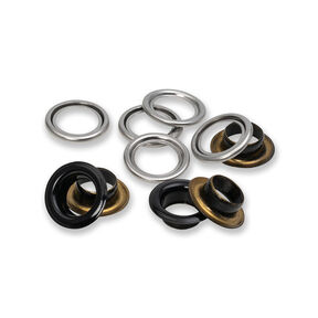 Eyelets with washers [20 pieces | Ø 11 mm] | Prym – black/metallic silver, 