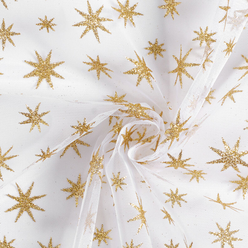 Tulle glitter stars – white/gold,  image number 3
