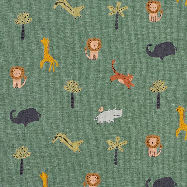 Cotton Jersey Jungle Animals  – green,  image number 5