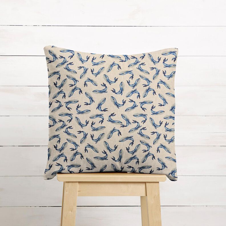 Decor Fabric Half Panama Whales &ndash; indigo/natural,  image number 6