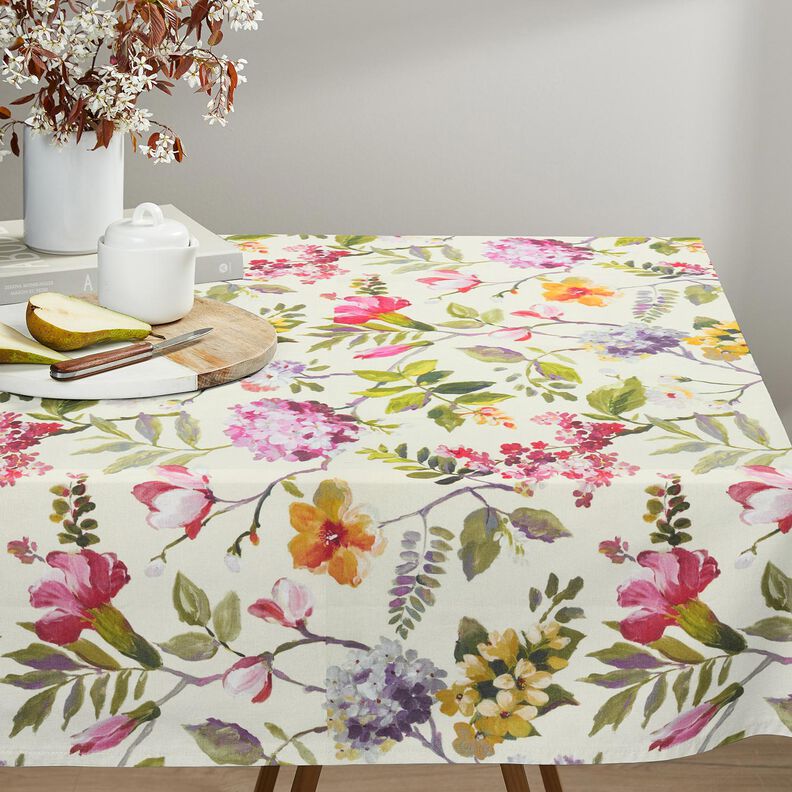 Decor Fabric Canvas Hydrangeas – cream/pale berry, image number 8