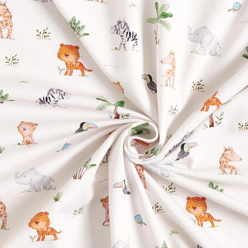 GOTS Cotton Jersey Baby Jungle Animals Digital Print – offwhite,  image number 3