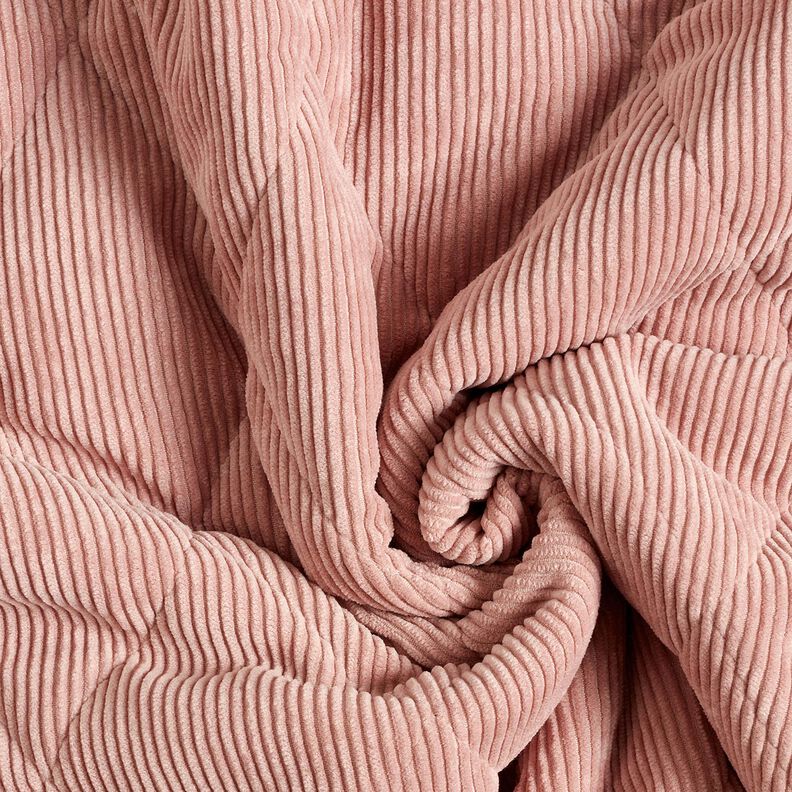 Quilted Fabric Corduroy with fur backing diamonds – dusky pink, image number 4