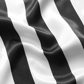 Polyester satin, wide vertical stripes – black/white, 