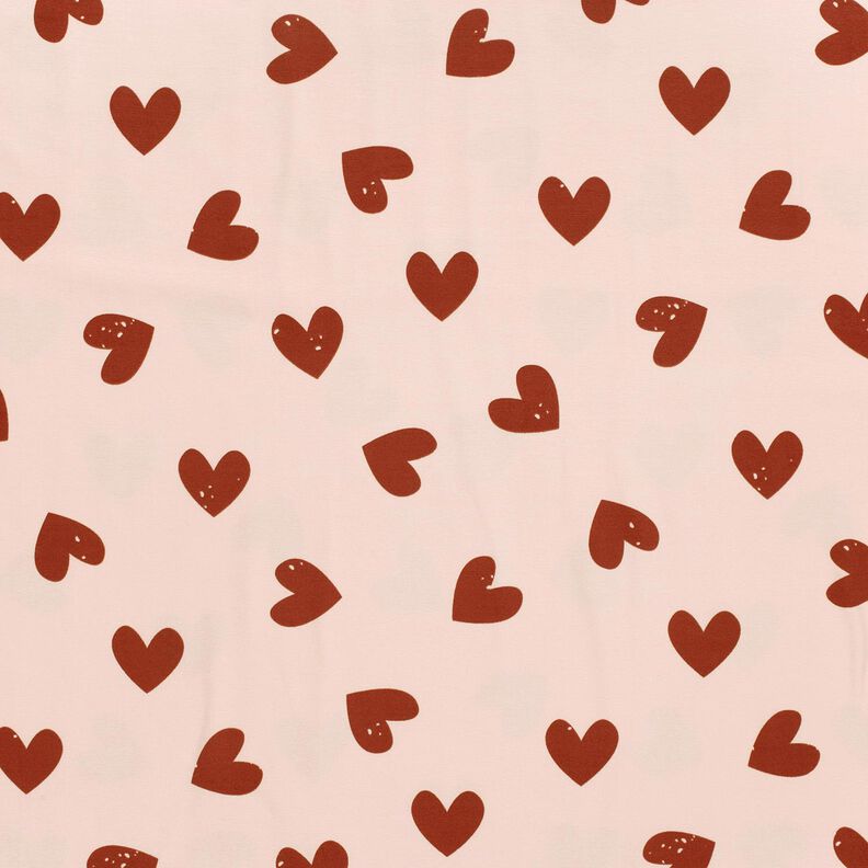 Cotton Jersey big hearts – rosé/dark dusky pink,  image number 1