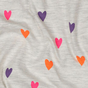 Cotton Jersey neon hearts | by Poppy – natural/neon orange, 