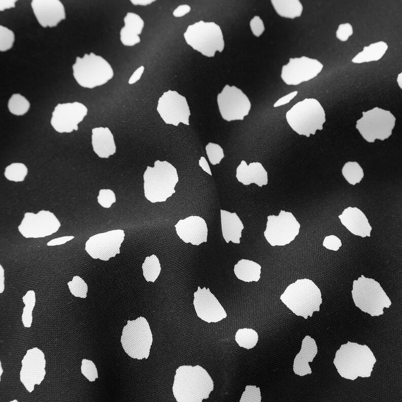 Irregular dots viscose fabric – black/white,  image number 2