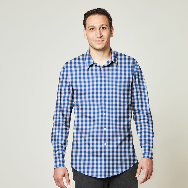 Cotton Vichy check 1 cm – royal blue/white, image number 8