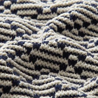 Diamonds chunky knit cotton – white/navy blue, 