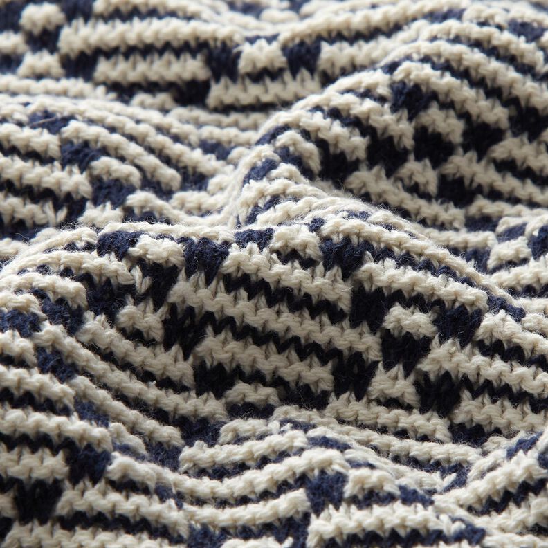Diamonds chunky knit cotton – white/navy blue,  image number 2