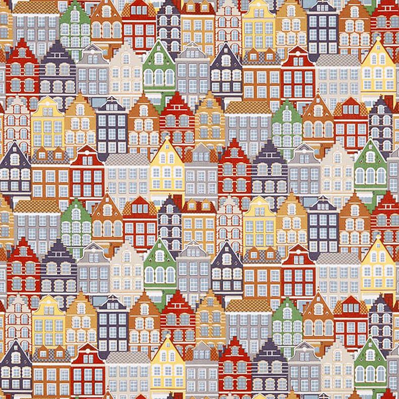 Decor Fabric Half Panama Gabled houses – white,  image number 1