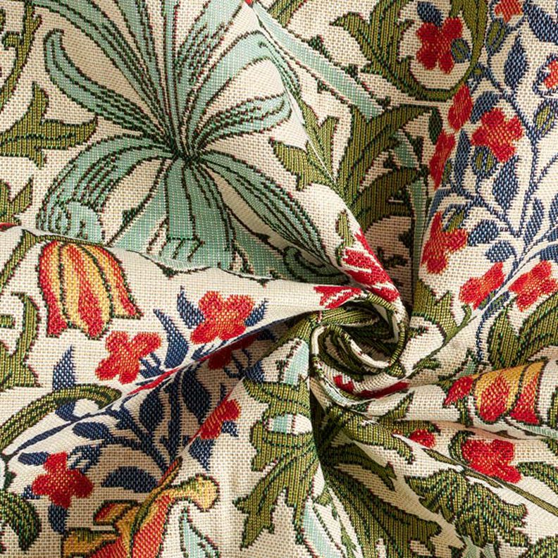 Decor Fabric Tapestry Fabric floral art nouveau motif – cream/light green,  image number 3