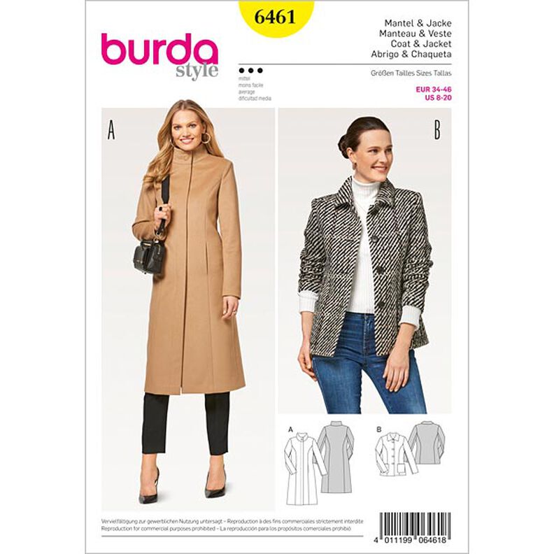 Coat | Jacket, Burda 6461 | 34 - 46,  image number 1