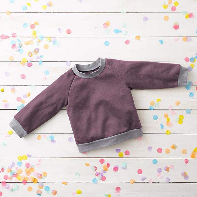 Light Cotton Sweatshirt Fabric Plain – aubergine,  image number 7