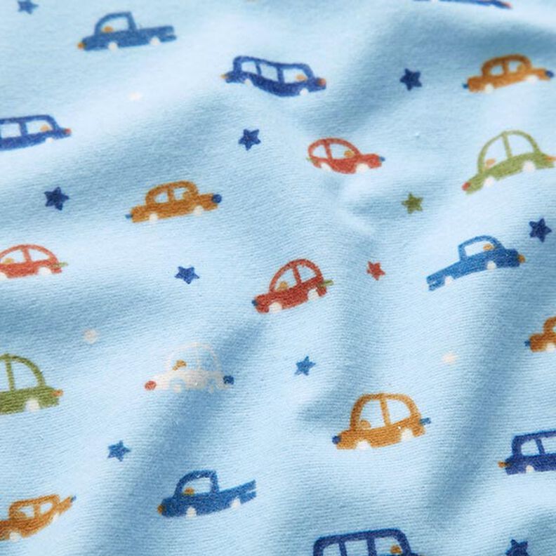 Cotton Flannel Cars – light blue,  image number 2