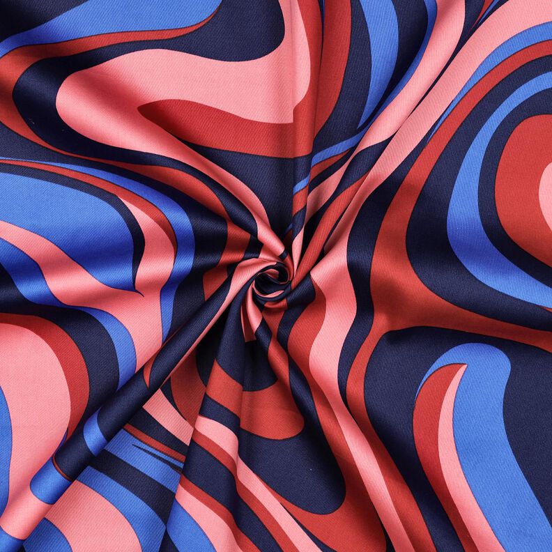 Sateen retro waves| Poppy Fabrics – navy blue/pink,  image number 3