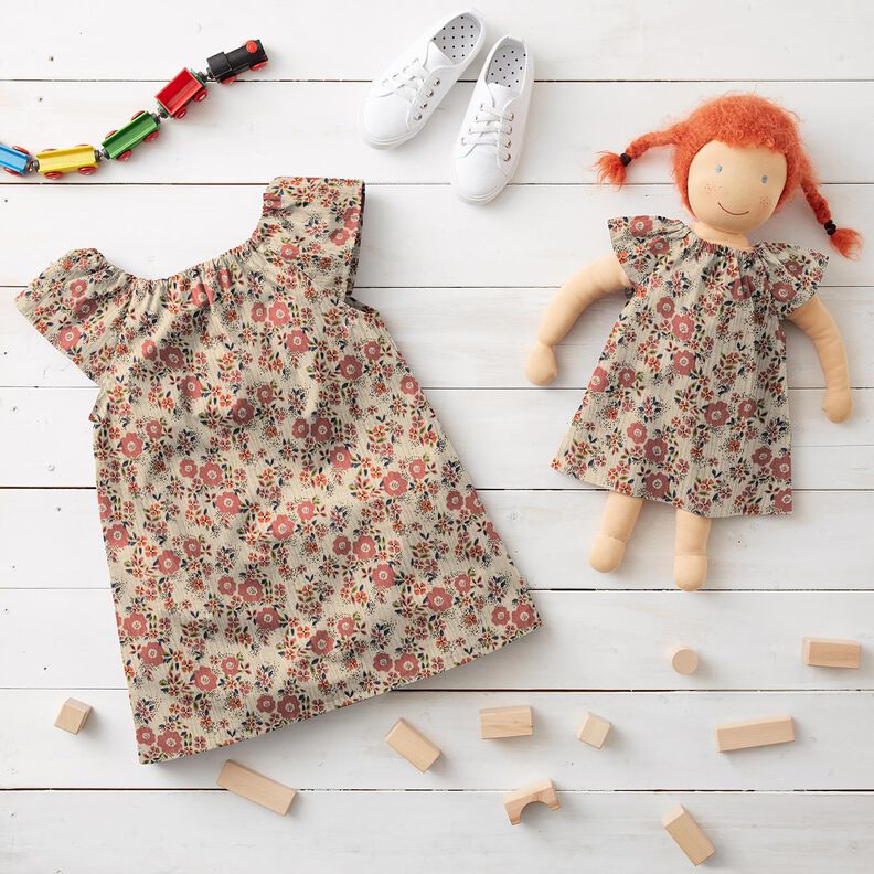 Double Gauze/Muslin sea of flowers – light taupe, image number 5