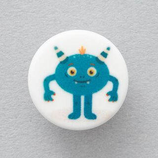 Little Monster Shank Button [  Ø15 mm ] – white/green, 