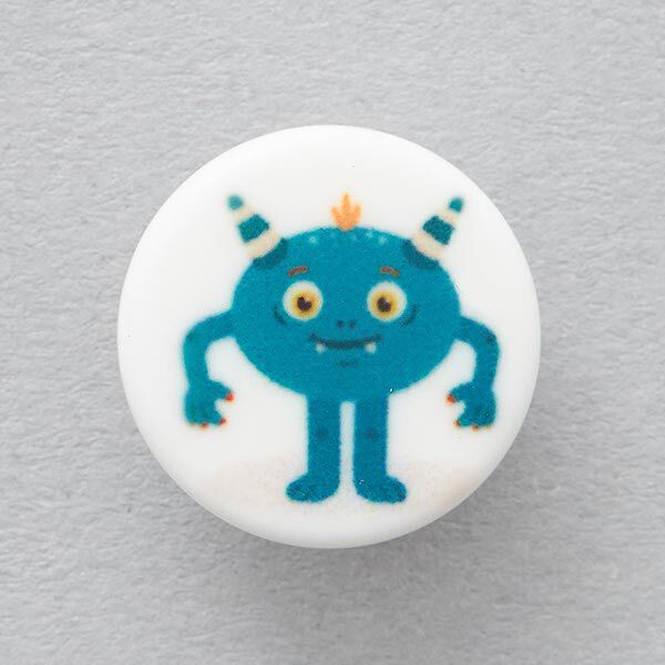 Little Monster Shank Button [  Ø15 mm ] – white/green,  image number 1