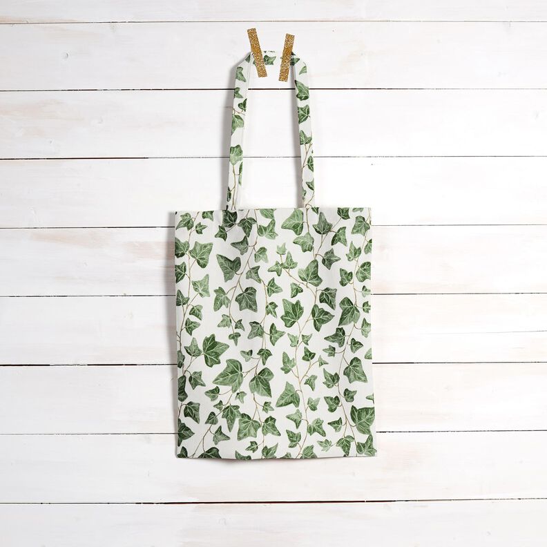 Decor Fabric Half Panama climbing ivy – white/green,  image number 8