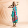 Beachwear Panel Pareo Peacocks and Flowers – aqua blue/intense pink,  thumbnail number 7