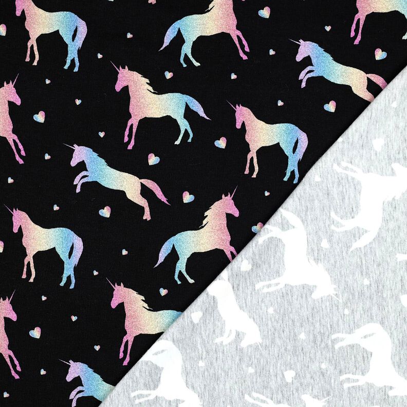 Cotton Jersey Rainbow Unicorns Digital Print | Poppy Fabrics – black, image number 4