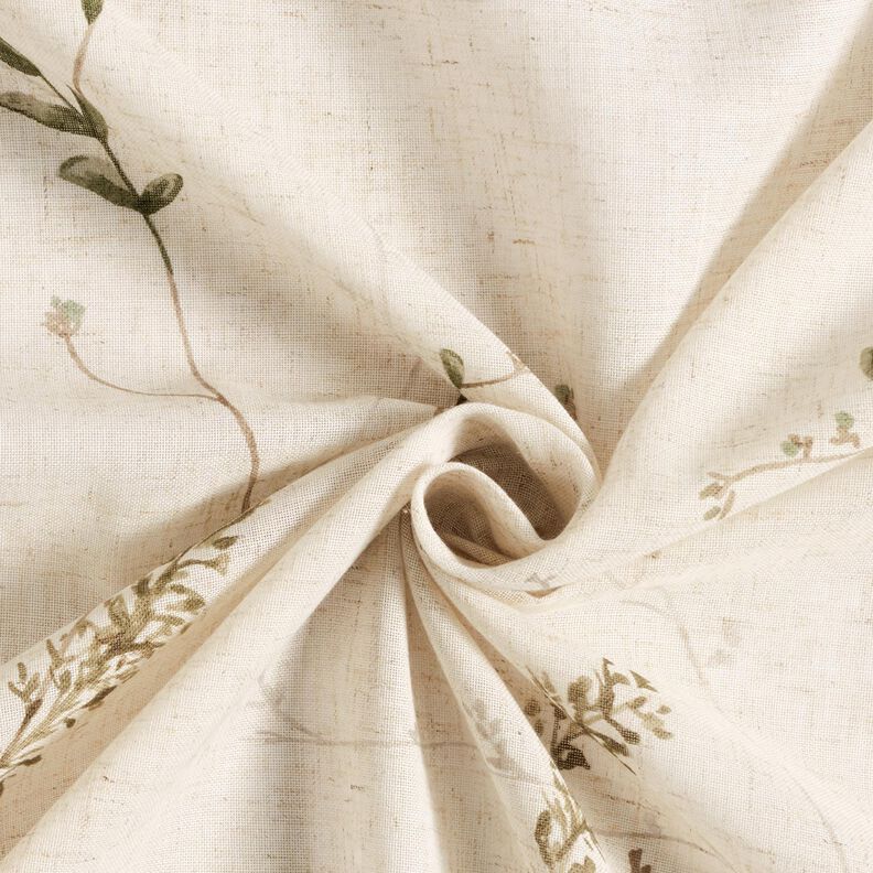 Curtain Fabric Voile Delicate branches – natural/dark pine,  image number 3