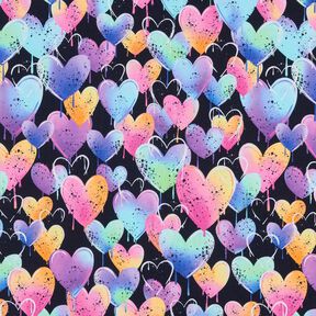 Cotton Jersey colourful hearts | Glitzerpüppi – black, 