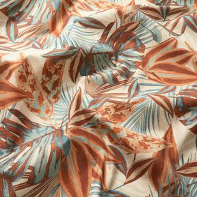 Outdoor Fabric Canvas large leaves – natural/terracotta, 
