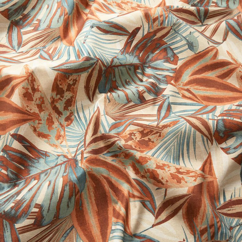 Outdoor Fabric Canvas large leaves – natural/terracotta,  image number 2