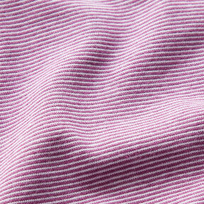 Ribbing Tubular fabric narrow stripes – red lilac/white | Remnant 80cm, 